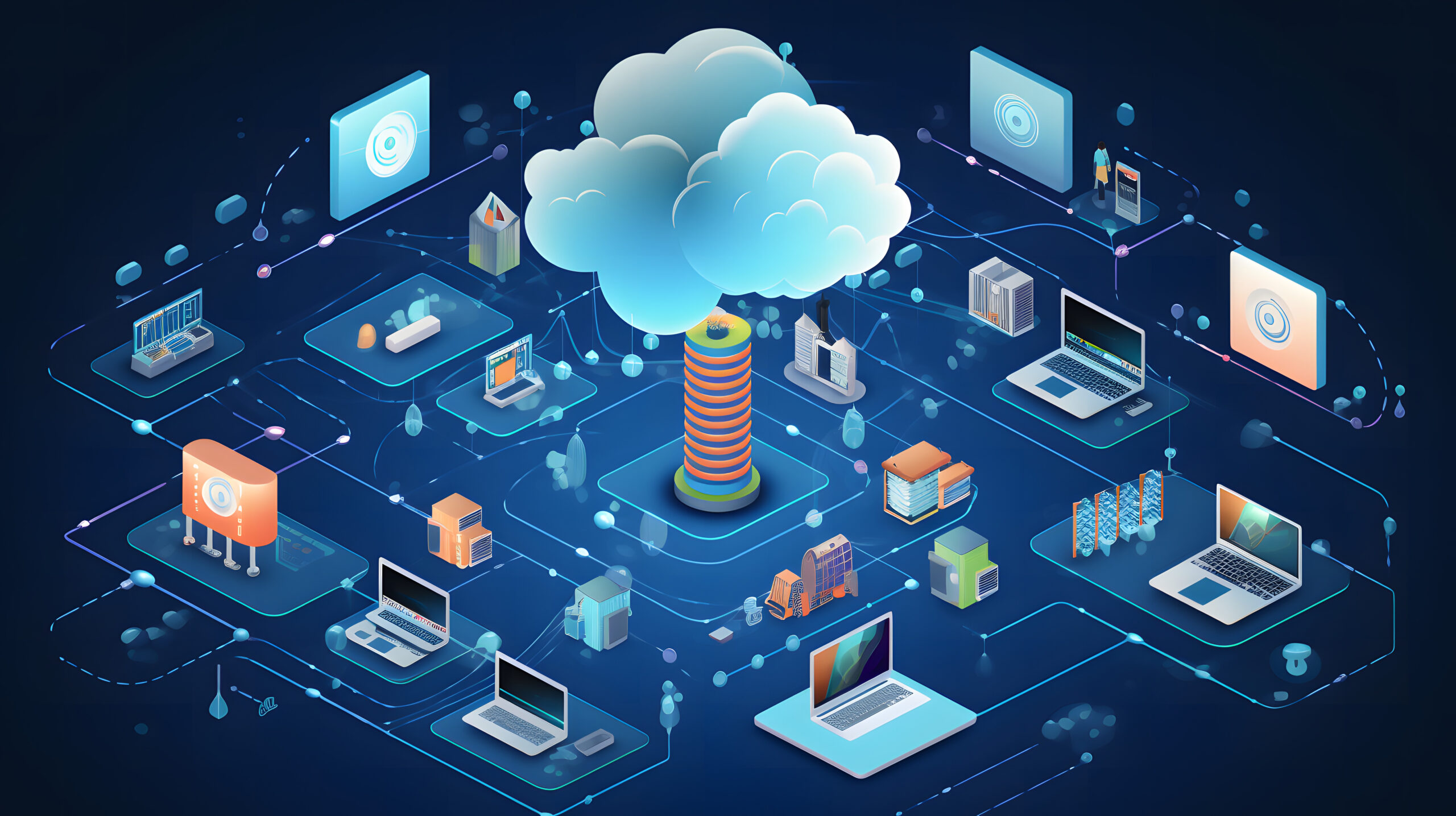 Educational illustration of cloud computing